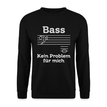 Bass ist kein Problem für mich Musik Noten - Unisex Pullover - Schwarz - Vorne - Alina (178cm) & Michal (187cm)