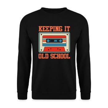 Keeping it old school cassette player cassettes - Unisex Sweatshirt - black - Front - Alina (178cm) & Michal (187cm)