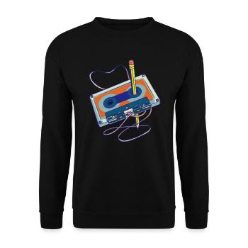 Lieder aufnehmen Radio Kassettenrecorder Kassette - Unisex Pullover - Schwarz - Vorne - Alina (178cm) & Michal (187cm)
