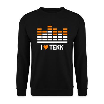 Club DJ Musik ich liebe TEKK Techno - Unisex Pullover - Schwarz - Vorne - Alina (178cm) & Michal (187cm)