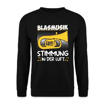 Tuba Trompete Stimmung in der Luft Blasmusik - Unisex Pullover - Schwarz - Vorne - Alina (178cm) & Michal (187cm)