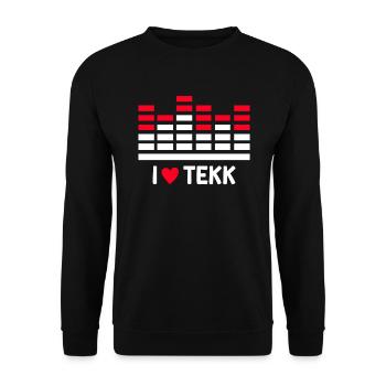 Club DJ Musik ich liebe TEKK Techno - Unisex Pullover - Schwarz - Vorne - Alina (178cm) & Michal (187cm)