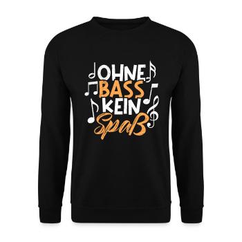 Ohne Bass kein Spaß Musik Noten - Unisex Pullover - Schwarz - Vorne - Alina (178cm) & Michal (187cm)
