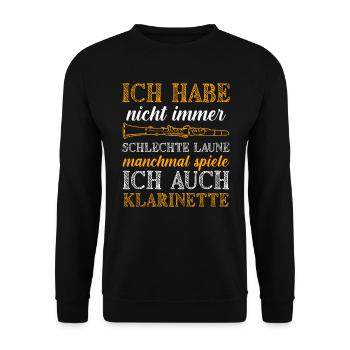Nicht immer schlechte Laune ich spiele Klarinette - Unisex Pullover - Schwarz - Vorne - Alina (178cm) & Michal (187cm)