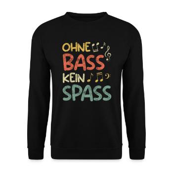 Musik Band ohne Bass kein Spaß Noten - Unisex Pullover - Schwarz - Vorne - Alina (178cm) & Michal (187cm)