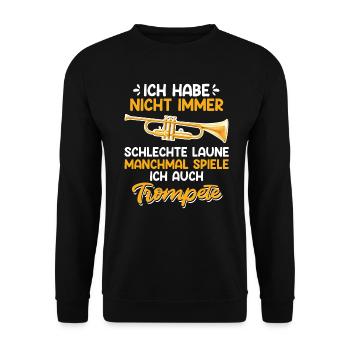 Nicht immer schlechte Laune ich spiele Trompete - Unisex Pullover - Schwarz - Vorne - Alina (178cm) & Michal (187cm)
