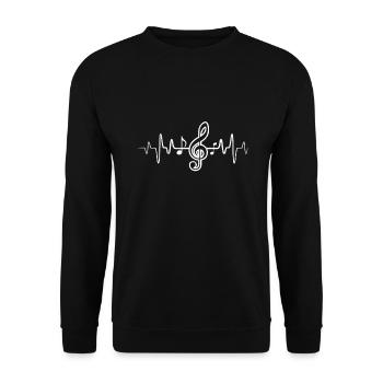 Heartbeat my heart beats for music notes - Unisex Sweatshirt - black - Front - Alina (178cm) & Michal (187cm)