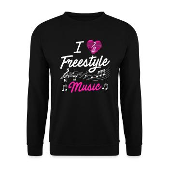 Ich liebe Freestyle Musik - Unisex Pullover - Schwarz - Vorne - Alina (178cm) & Michal (187cm)