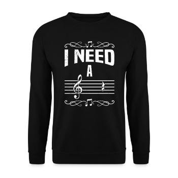 Musiker ich brauche mal ne Pause Musik Noten - Unisex Pullover - Schwarz - Vorne - Alina (178cm) & Michal (187cm)