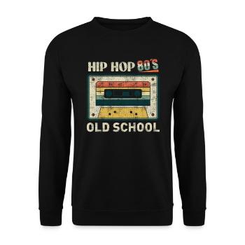 Musik Hip-Hop ich bin oldschool 80er - Unisex Pullover - Schwarz - Vorne - Alina (178cm) & Michal (187cm)