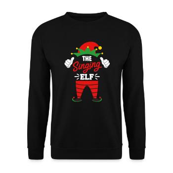 Christmas I am the singing elf sing - Unisex Sweatshirt - black - Front - Alina (178cm) & Michal (187cm)