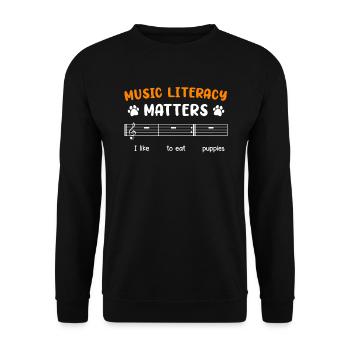 Musiker Noten lesen spielt eine Rolle Musik Noten - Unisex Pullover - Schwarz - Vorne - Alina (178cm) & Michal (187cm)