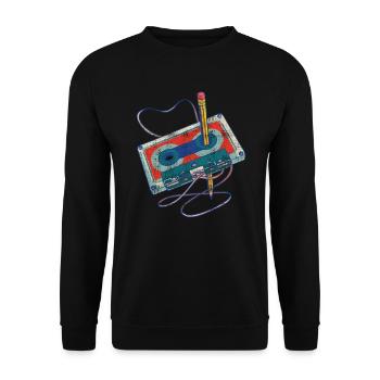 Lieder aufnehmen Radio Kassettenrecorder Kassette - Unisex Pullover - Schwarz - Vorne - Alina (178cm) & Michal (187cm)