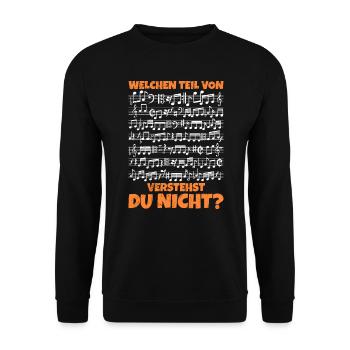 Welchen Teil davon verstehst du nicht Musik Noten - Unisex Pullover - Schwarz - Vorne - Alina (178cm) & Michal (187cm)