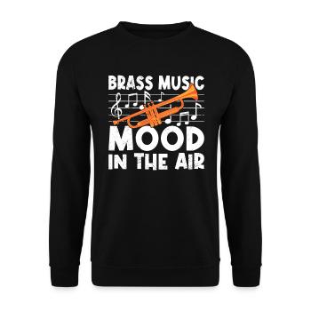 Stimmung in der Luft Blasmusik Orchester Trompete - Unisex Pullover - Schwarz - Vorne - Alina (178cm) & Michal (187cm)