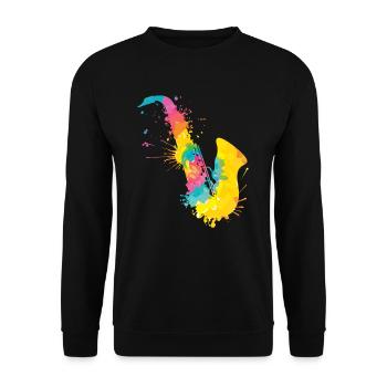 Jazz Band Orchester Musik Ich spiele Saxophon - Unisex Pullover - Schwarz - Vorne - Alina (178cm) & Michal (187cm)