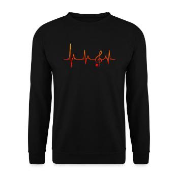 Clef my heart beats for music notes - Unisex Sweatshirt - black - Front - Alina (178cm) & Michal (187cm)