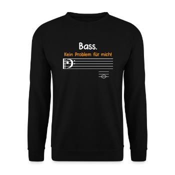 Bassschlüssel Bass ist kein Problem für mich Noten - Unisex Pullover - Schwarz - Vorne - Alina (178cm) & Michal (187cm)