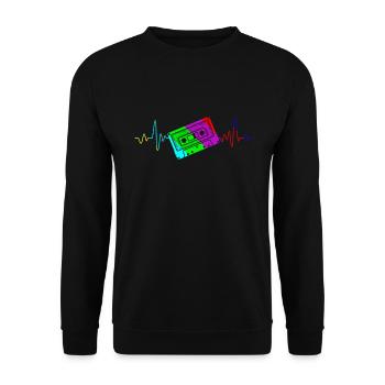 Walkman Mon cœur bat pour les cassettes - Sweat-shirt Unisexe - noir - Devant - Alina (178cm) & Michal (187cm)
