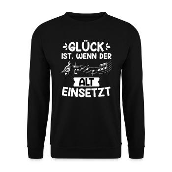 Musiker Glück ist wenn der Alt einsetzt Noten - Unisex Pullover - Schwarz - Vorne - Alina (178cm) & Michal (187cm)