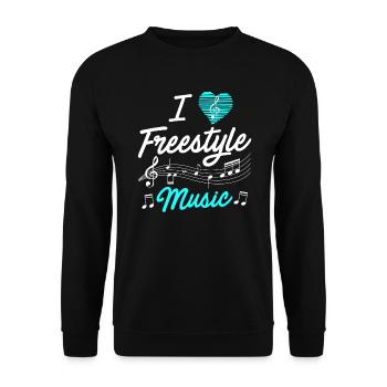Ich liebe Freestyle Musik - Unisex Pullover - Schwarz - Vorne - Alina (178cm) & Michal (187cm)
