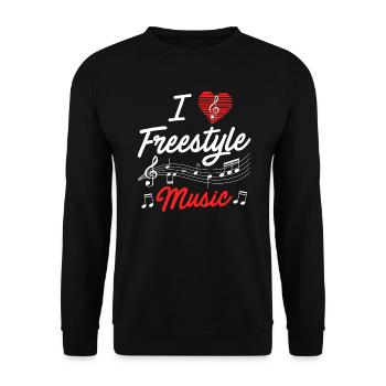 Ich liebe Freestyle Musik - Unisex Pullover - Schwarz - Vorne - Alina (178cm) & Michal (187cm)