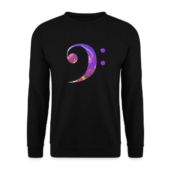 Bassschlüssel Ich bin Musiker Orchester Noten - Unisex Pullover - Schwarz - Vorne - Alina (178cm) & Michal (187cm)