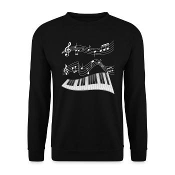 Musik Klavier spielen Pianist ich liebe Noten - Unisex Pullover - Schwarz - Vorne - Alina (178cm) & Michal (187cm)