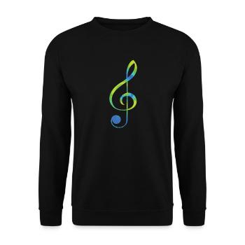 Notenschlüssel ich liebe Musik Noten - Unisex Pullover - Schwarz - Vorne - Alina (178cm) & Michal (187cm)