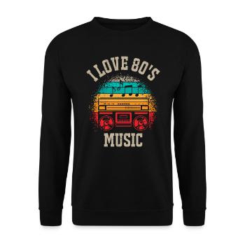 Ich liebe 80er Jahre Musik - Unisex Pullover - Schwarz - Vorne - Alina (178cm) & Michal (187cm)