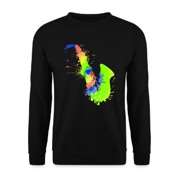 Jazz Band Orchester Musik Ich spiele Saxophon - Unisex Pullover - Schwarz - Vorne - Alina (178cm) & Michal (187cm)