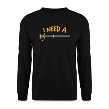Musiker ich brauche mal eine Pause Noten - Unisex Pullover - Schwarz - Vorne - Alina (178cm) & Michal (187cm)