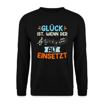 Musiker Glück ist wenn der Alt einsetzt Noten - Unisex Pullover - Schwarz - Vorne - Alina (178cm) & Michal (187cm)