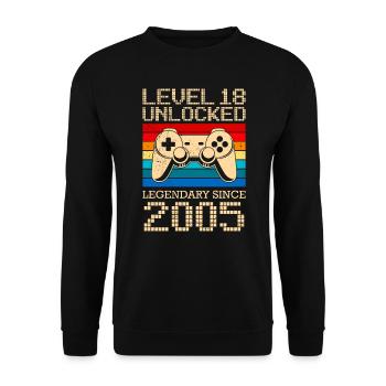 Legendary since 2005 18 years Boy 18th birthday - Unisex Sweatshirt - black - Front - Alina (178cm) & Michal (187cm)