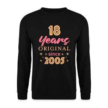 18 ans d’origine depuis 2005 18e anniversaire fille - Sweat-shirt Unisexe - noir - Devant - Alina (178cm) & Michal (187cm)