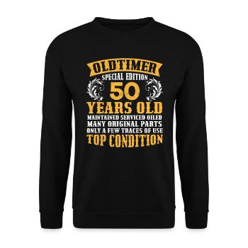 Oldtimer 50 ans 50e anniversaire hommes hommes - Sweat-shirt Unisexe - noir - Devant - Alina (178cm) & Michal (187cm)