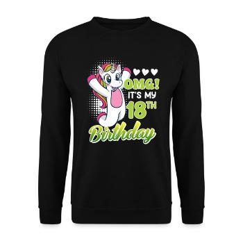 18 ans fille 18ème anniversaire licorne - Sweat-shirt Unisexe - noir - Devant - Alina (178cm) & Michal (187cm)