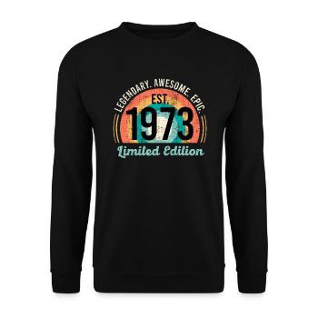 50. Geburtstag Jahrgang 1973 50 Jahre - Unisex Pullover - Schwarz - Vorne - Alina (178cm) & Michal (187cm)