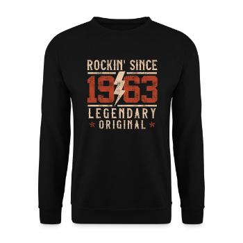 Rockin since 1963 60 Jahre 60. Geburtstag - Unisex Pullover - Schwarz - Vorne - Alina (178cm) & Michal (187cm)