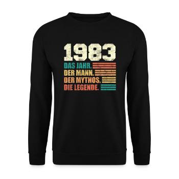 Jahrgang 1983 40 Jahre 40. Geburtstag - Unisex Pullover - Schwarz - Vorne - Alina (178cm) & Michal (187cm)