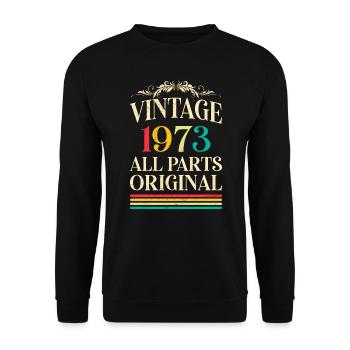 Oldtimer 1973 50 Jahre 50. Geburtstag Herren - Unisex Pullover - Schwarz - Vorne - Alina (178cm) & Michal (187cm)