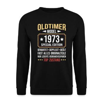 Oldtimer 1973 alle Teile original 50. Geburtstag - Unisex Pullover - Schwarz - Vorne - Alina (178cm) & Michal (187cm)