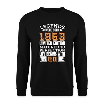 Legenden wurden 1963 geboren 60 Jahre - Unisex Pullover - Schwarz - Vorne - Alina (178cm) & Michal (187cm)