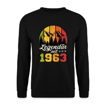 Legendär seit 1963 60 Jahre Geburtstag - Unisex Pullover - Schwarz - Vorne - Alina (178cm) & Michal (187cm)