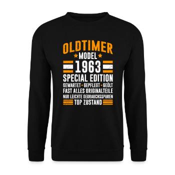 Oldtimer Modell 1963 60 Jahre 60. Geburtstag - Unisex Pullover - Schwarz - Vorne - Alina (178cm) & Michal (187cm)