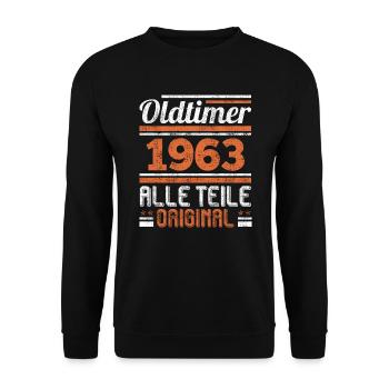 Oldtimer 1963er Modell 60 Jahre Männer - Unisex Pullover - Schwarz - Vorne - Alina (178cm) & Michal (187cm)