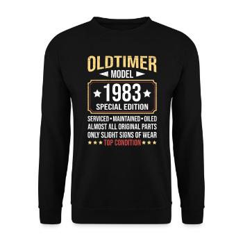 1983 Oldtimer toutes les pièces d’origine 40 ans - Sweat-shirt Unisexe - noir - Devant - Alina (178cm) & Michal (187cm)