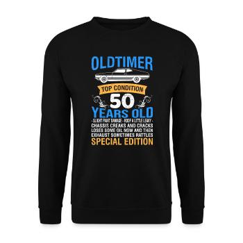 Oldtimer 50 ans 50e anniversaire hommes hommes - Sweat-shirt Unisexe - noir - Devant - Alina (178cm) & Michal (187cm)