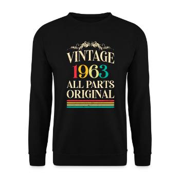 60. Geburtstag alle Teile original 60 Jahre - Unisex Pullover - Schwarz - Vorne - Alina (178cm) & Michal (187cm)