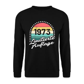 Limitierte 1973 50. Geburtstag 50 Jahre Herren - Unisex Pullover - Schwarz - Vorne - Alina (178cm) & Michal (187cm)